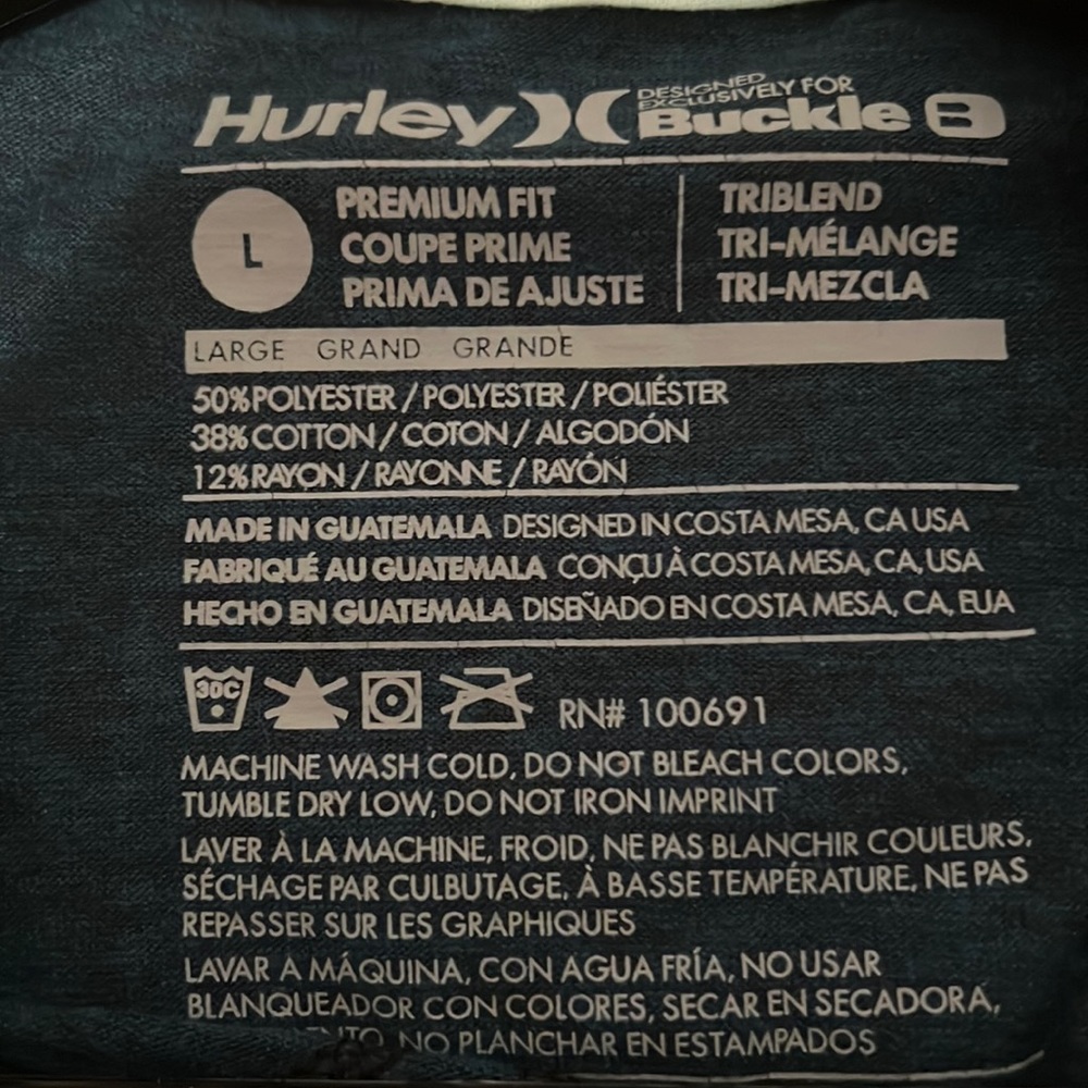 Mens Hurley blue long sleeve